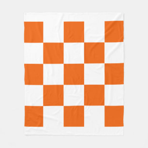 Orange and White Checkered Fleece Blanket