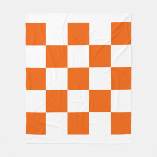 Orange and White Checkered Fleece Blanket