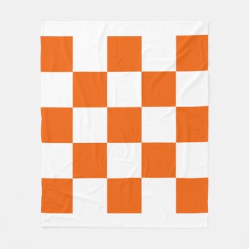 Orange And White Checkered Fleece Blanket by Baysideimages at Zazzle