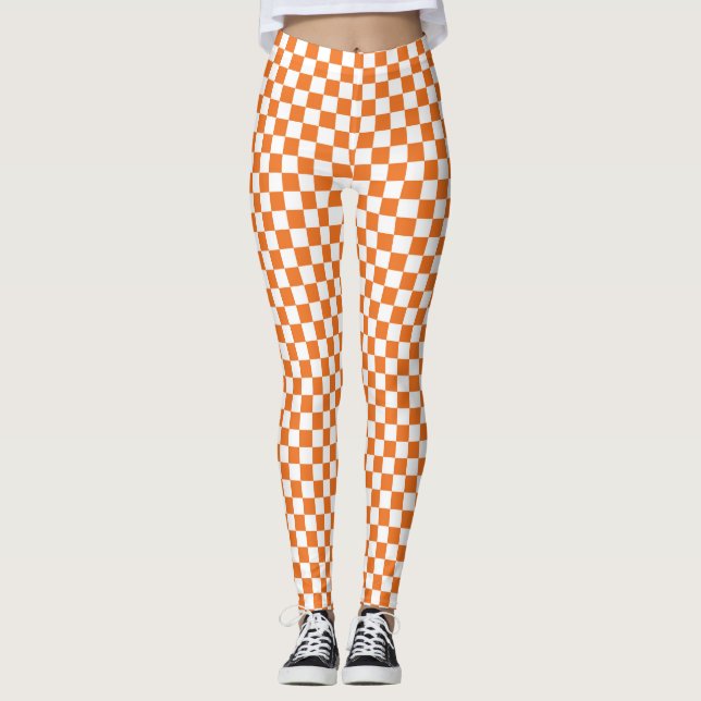 Orange and White Checkered Leggings (Front)