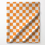 Orange and White Checkered Pattern Fabric