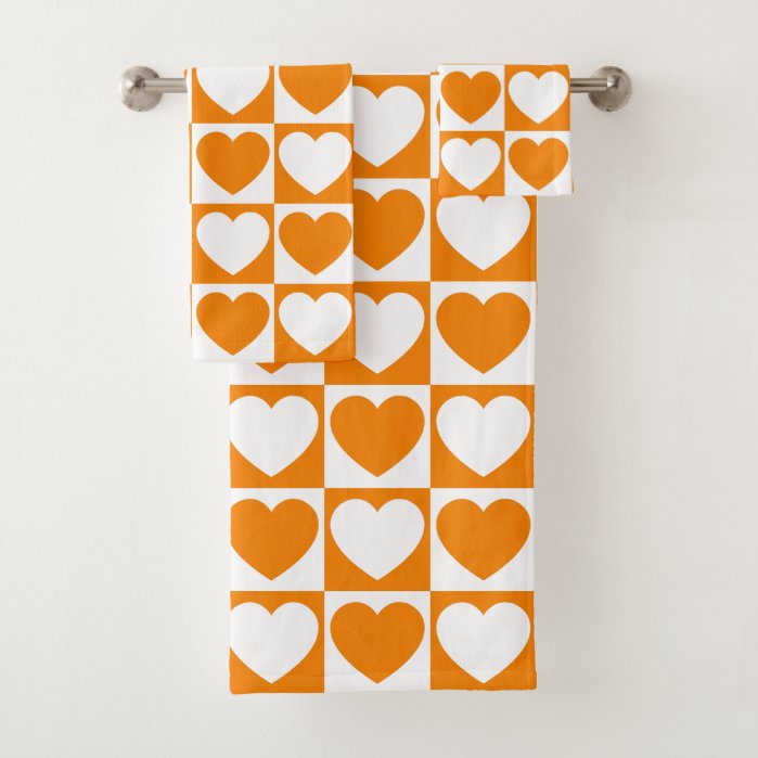 Orange and White Checkered Pattern With Hearts