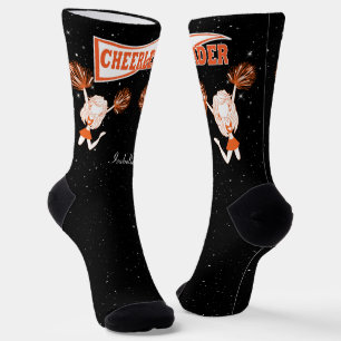 Orange and White Cheerleader Girl Socks