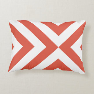 Orange and White Chevrons Accent Pillow
