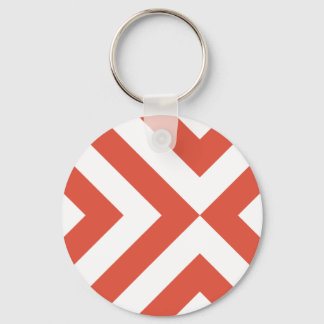 Orange and White Chevrons Keychain