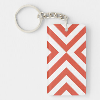 Orange and White Chevrons Keychain