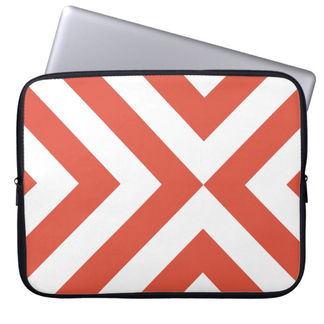 Orange and White Chevrons Laptop Sleeve (Front)