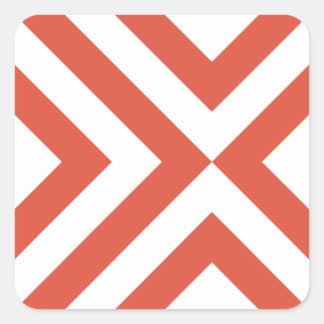 Orange and White Chevrons Square Sticker