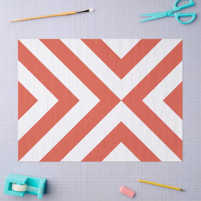 Orange and White Chevrons Tissue Paper (Craft)