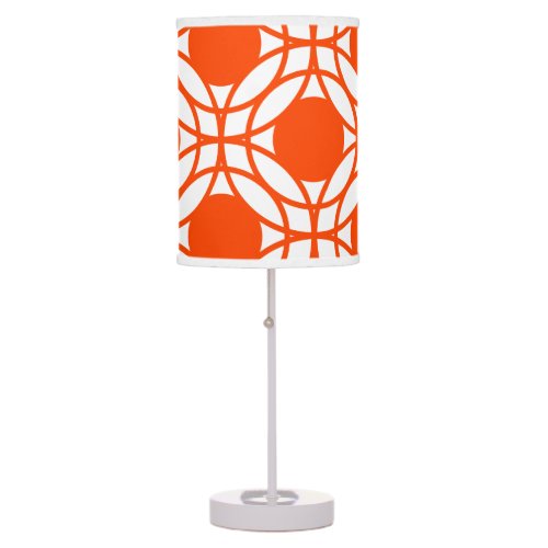 Orange and White Circles and Dots Pattern Table Lamp