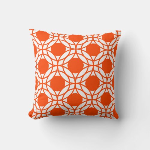 Orange and White Circles Geometric Pattern Throw Pillow