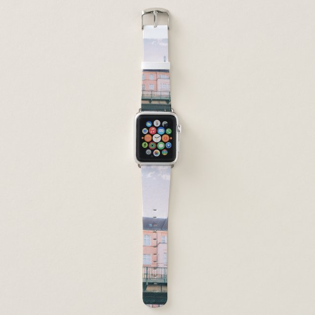 ORANGE AND WHITE CONCRETE BUILDING APPLE WATCH BAND (Front)