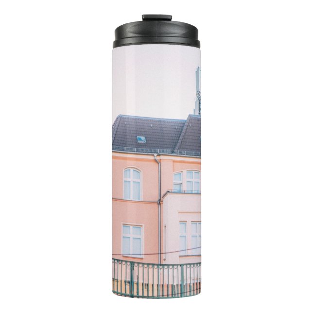 ORANGE AND WHITE CONCRETE BUILDING THERMAL TUMBLER (Front)