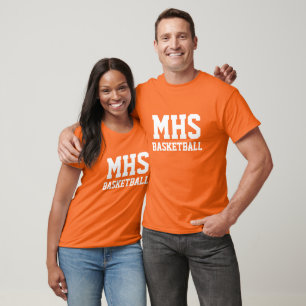 Orange and White Custom Basketball Team Spirit T-Shirt