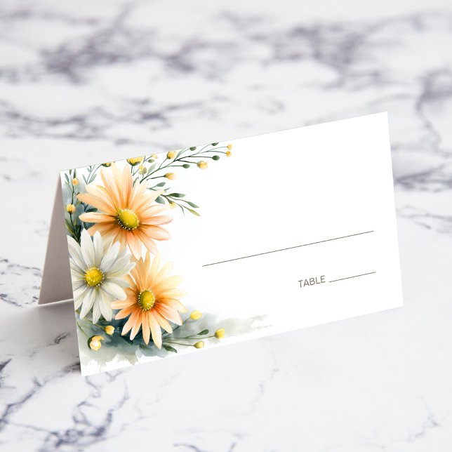 Orange and White Daisies Wedding Place Card (Creator Uploaded)