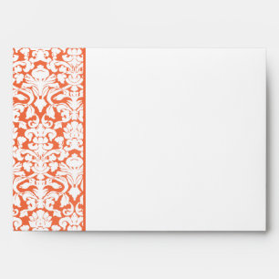 Orange and White Damask Return Address A7 Envelope
