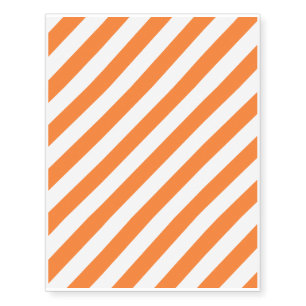 Orange and White Diagonal Stripes Pattern Temporary Tattoos