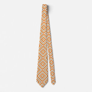 Orange and White Diamond Faux Snakeskin Neck Tie