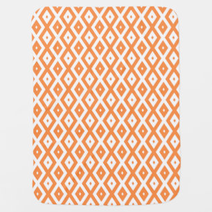 Orange and white diamond pattern baby blanket