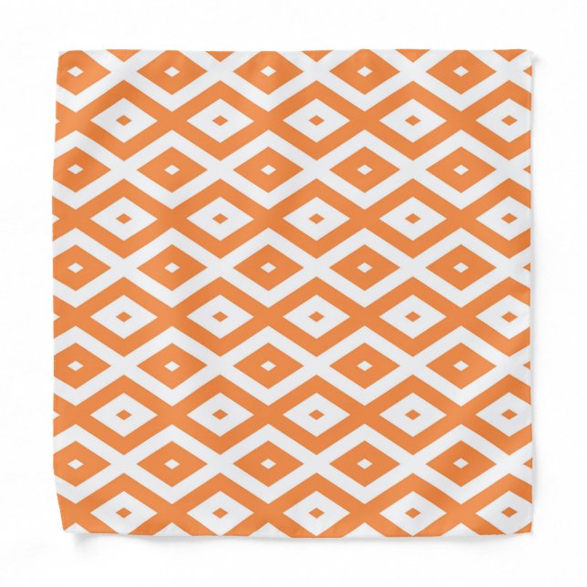 Orange and white diamond pattern bandana (Front)