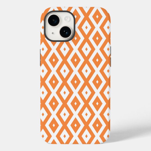 Orange and white diamond pattern Case-Mate iPhone case (Back)