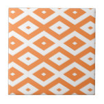 Orange and white diamond pattern ceramic tile
