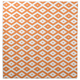 Orange and white diamond pattern cloth napkin