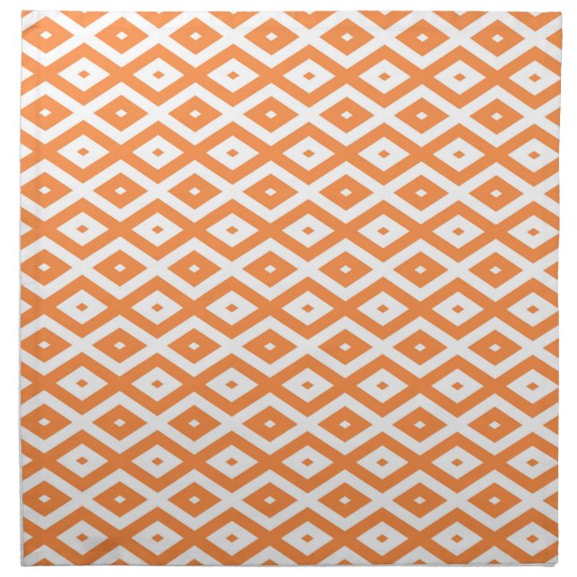 Orange and white diamond pattern cloth napkin (Front)