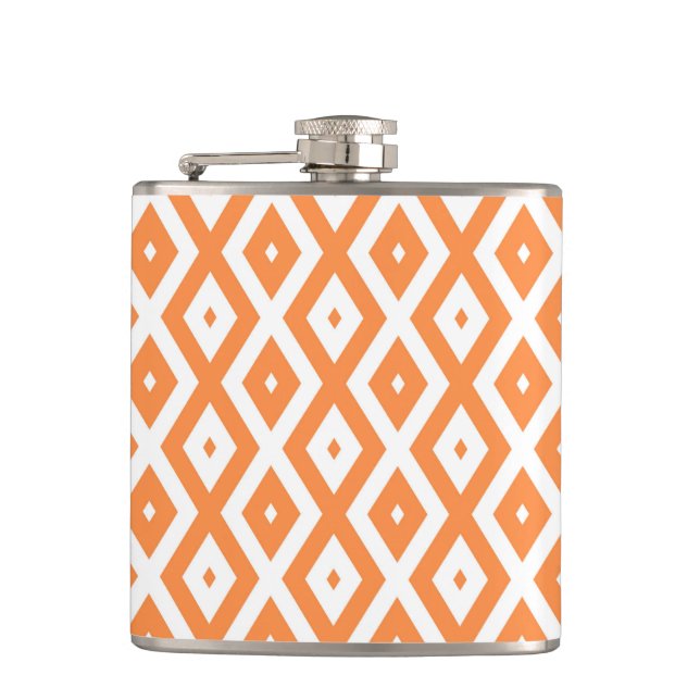 Orange and white diamond pattern flask (Front)