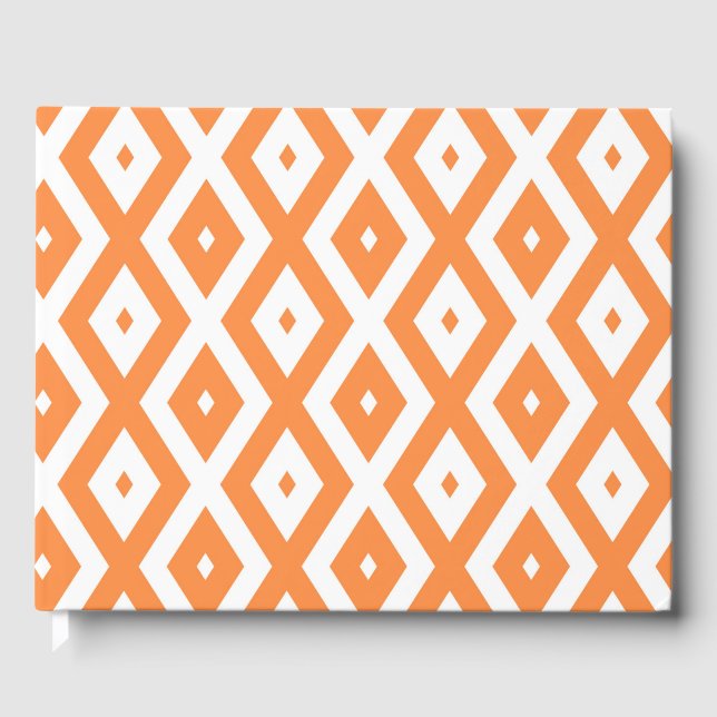 Orange and white diamond pattern guest book (Front)