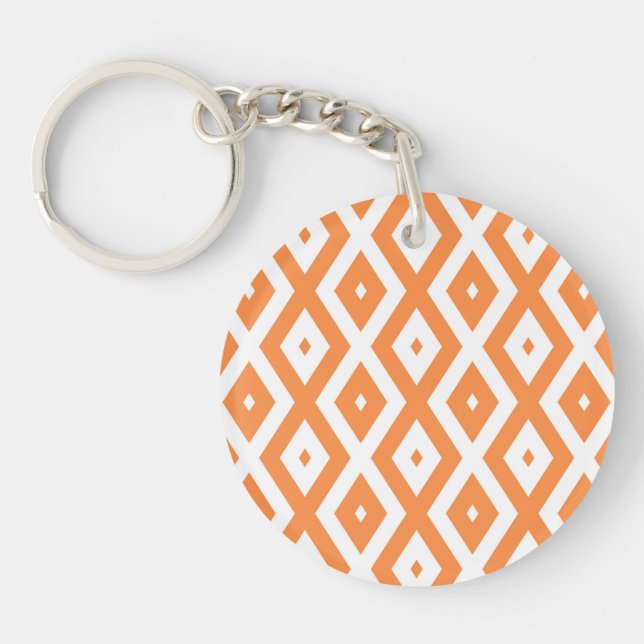 Orange and white diamond pattern keychain (Front)