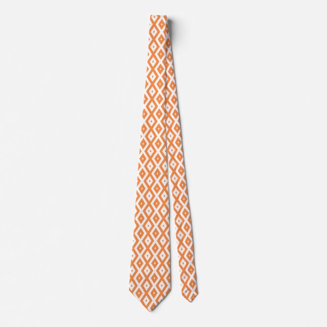 Orange and white diamond pattern neck tie (Front)