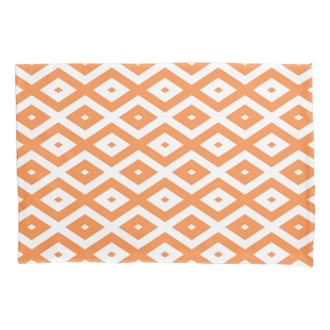 Orange and white diamond pattern pillow case (Front)