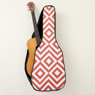 Orange and White Diamonds and Zigzags Guitar Case