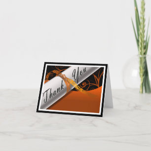 Orange and White Diploma Letterpress Thank You Card