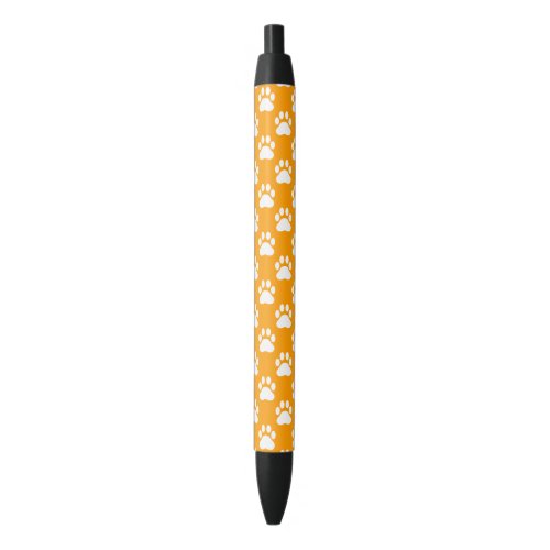 Orange And White Dog Paws Pattern Black Ink Pen
