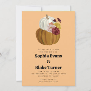 Orange and White Fall Pumpkin Orange Wedding Invitation