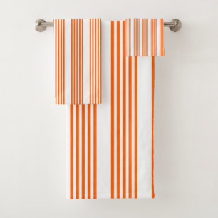 Orange and white five stripes pattern bath towel set