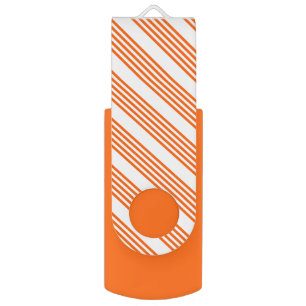 Orange and white five stripes pattern flash drive