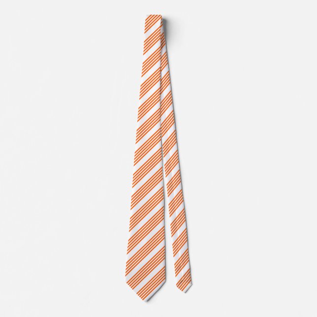 Orange and white five stripes pattern neck tie (Front)