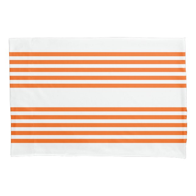 Orange and white five stripes pattern pillow case (Front)