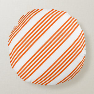 Orange and white five stripes pattern round pillow