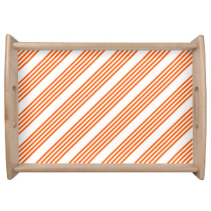 Orange and white five stripes pattern serving tray