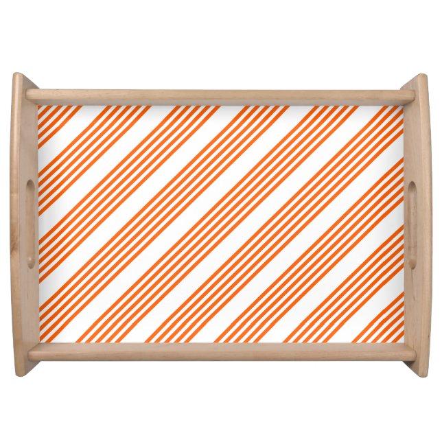 Orange and white five stripes pattern serving tray (Front)