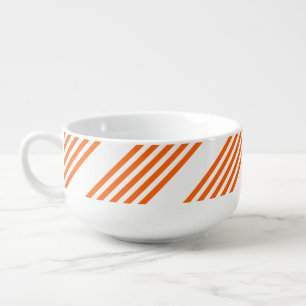 Orange and white five stripes pattern soup mug