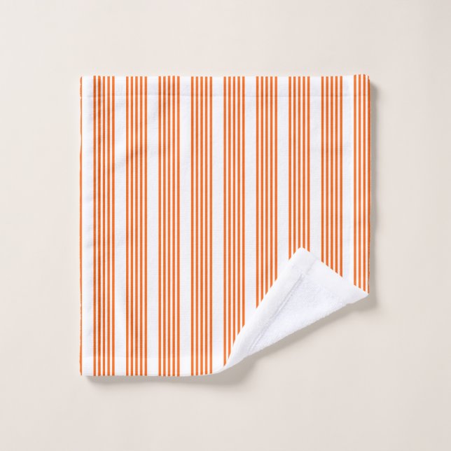 Orange and white five stripes pattern wash cloth (Wash Cloth)