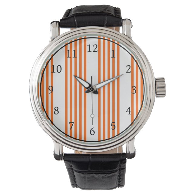 Orange and white five stripes pattern watch (Front)