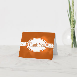 Orange and White Floral Button Thank You Card