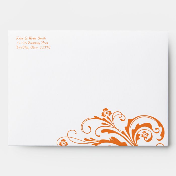 Orange and White Floral Chic Envelope