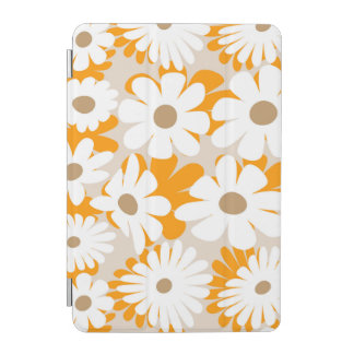 Orange and white floral pattern features daisies iPad mini cover